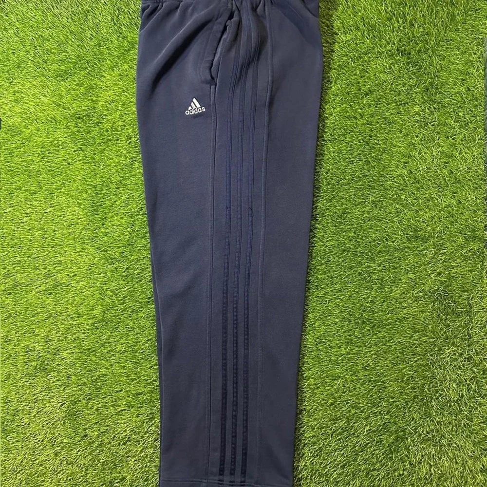 Adidas Climawarm Fleece Lined Track Pants Navy 3 Stripe Sweatpants